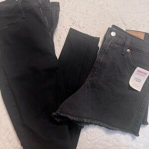 Women size 4. Black skinny pants and 3” black shorts. $15 for both.
